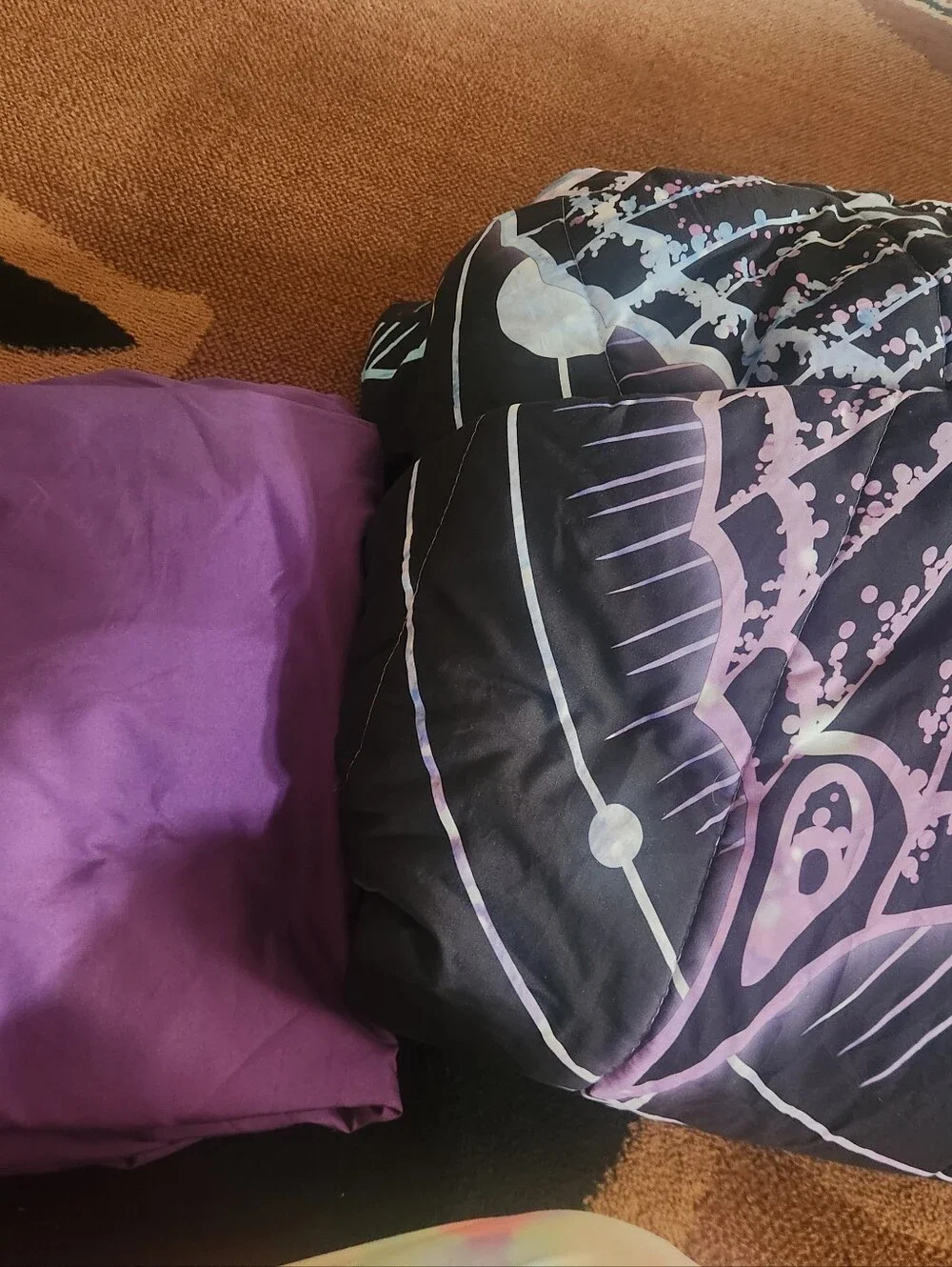 Butterfly Galaxy Comforter Set - Vibrant Black Purple Blue
